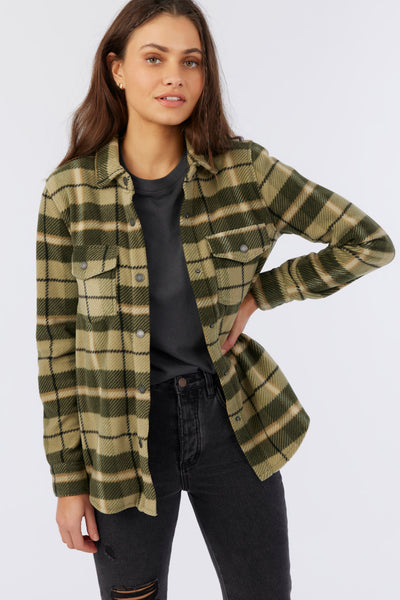 The Campus Colors Boutique Powerful Plaid Flannel Crop Shirt-Jacket