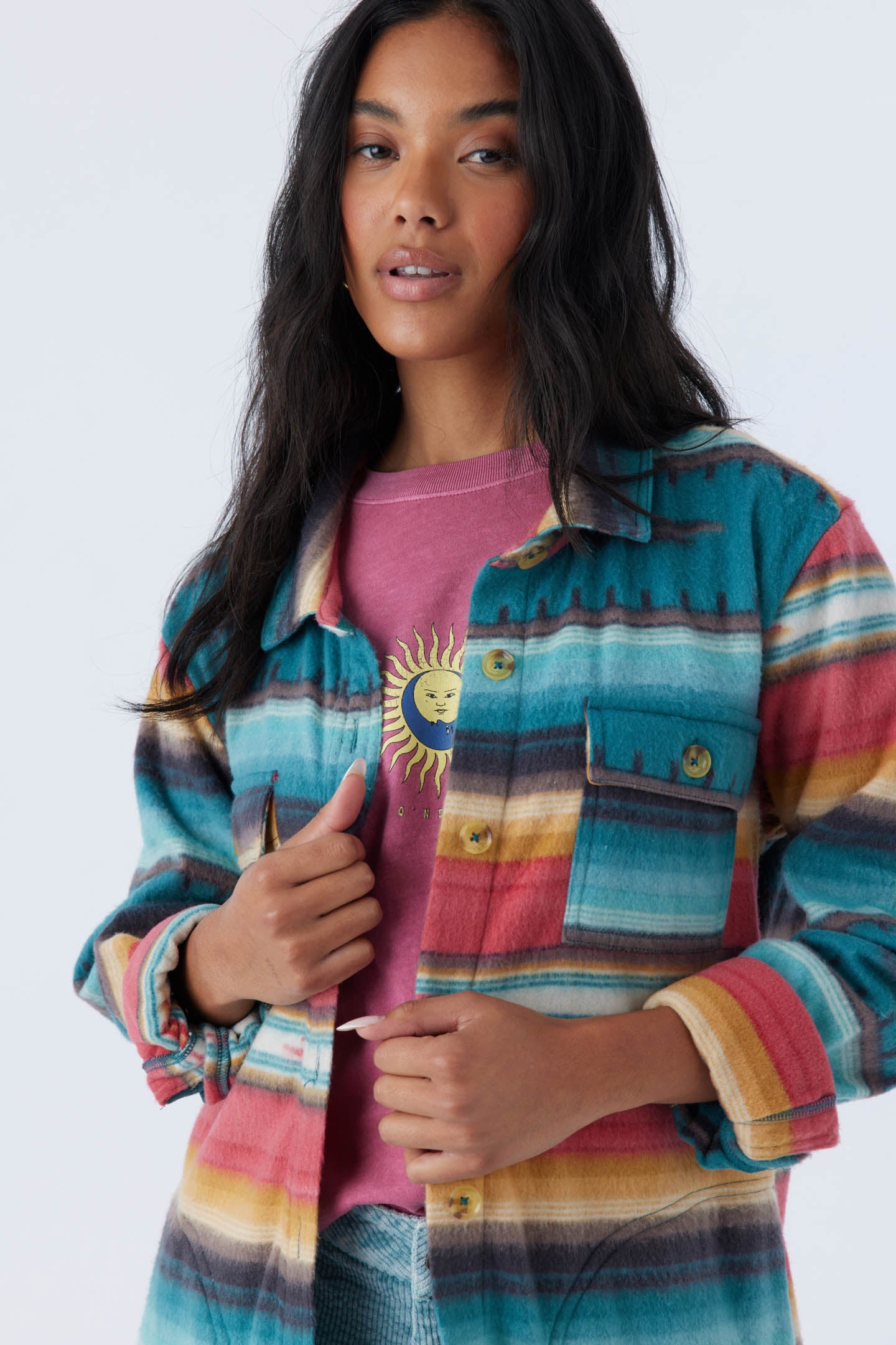 Collins Oversized Superfleece Shacket - Multi Colored | O'Neill