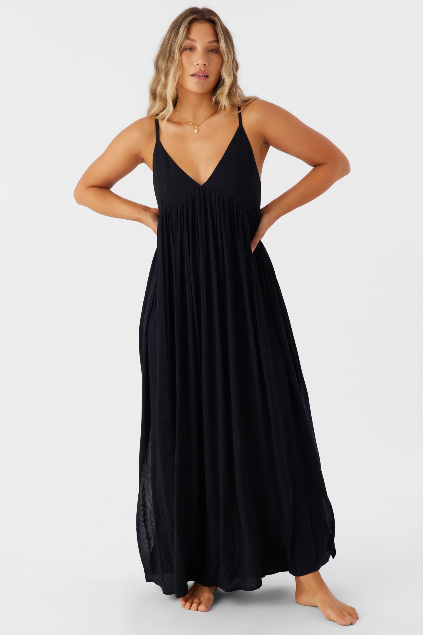 chinese dress ladies Saltwater Solids Mel Maxi Cover-Up Dress - Black