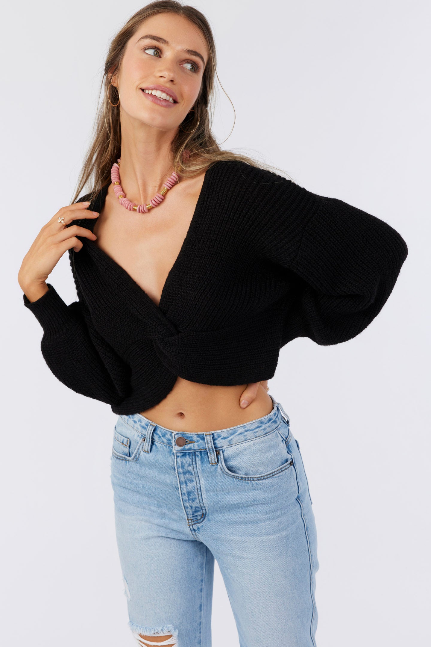 HILLSIDE TWIST FRONT REVERSIBLE SWEATER