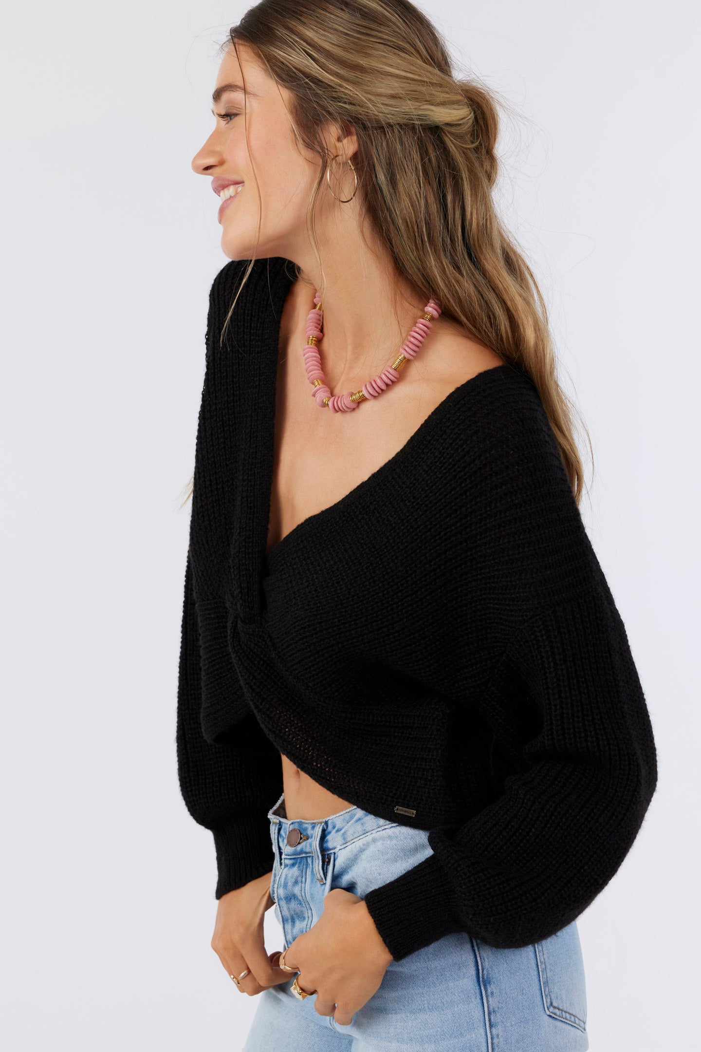 HILLSIDE TWIST FRONT REVERSIBLE SWEATER