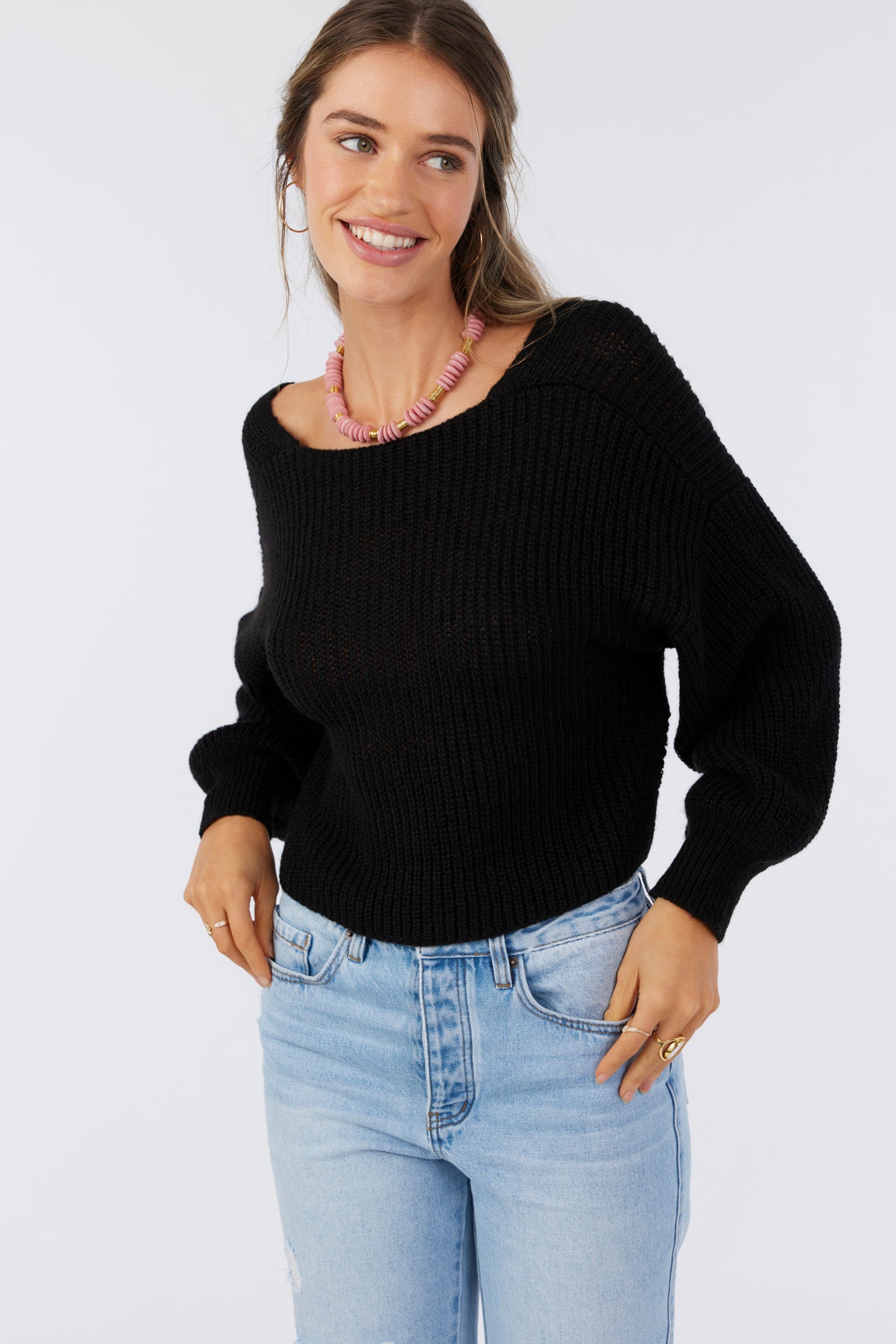 HILLSIDE TWIST FRONT REVERSIBLE SWEATER