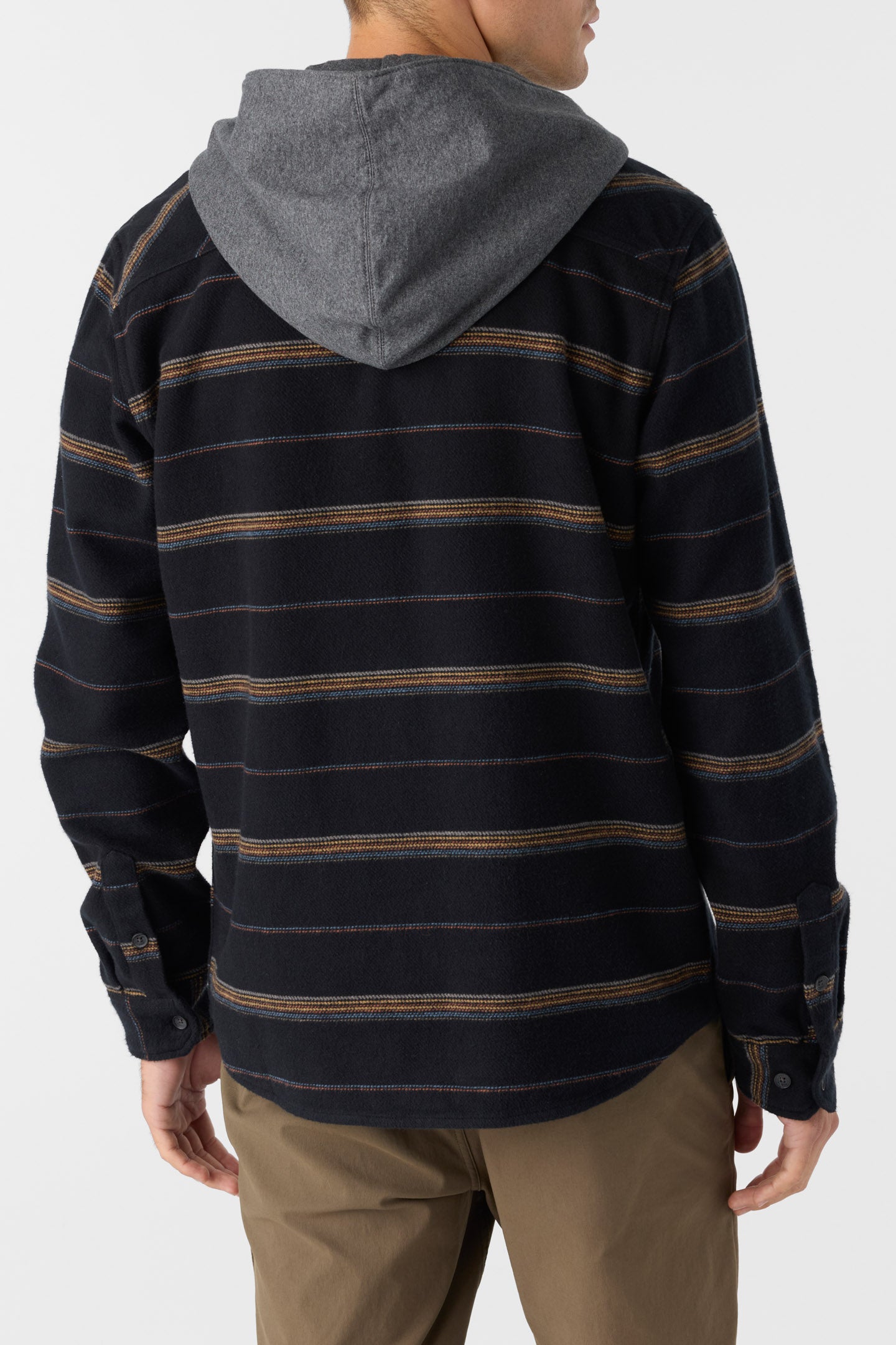 Landmarked Stripe Hooded Flannel Standard Fit Long Sleeve Shirt