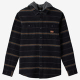 Landmarked Stripe Hooded Flannel Standard Fit Shirt