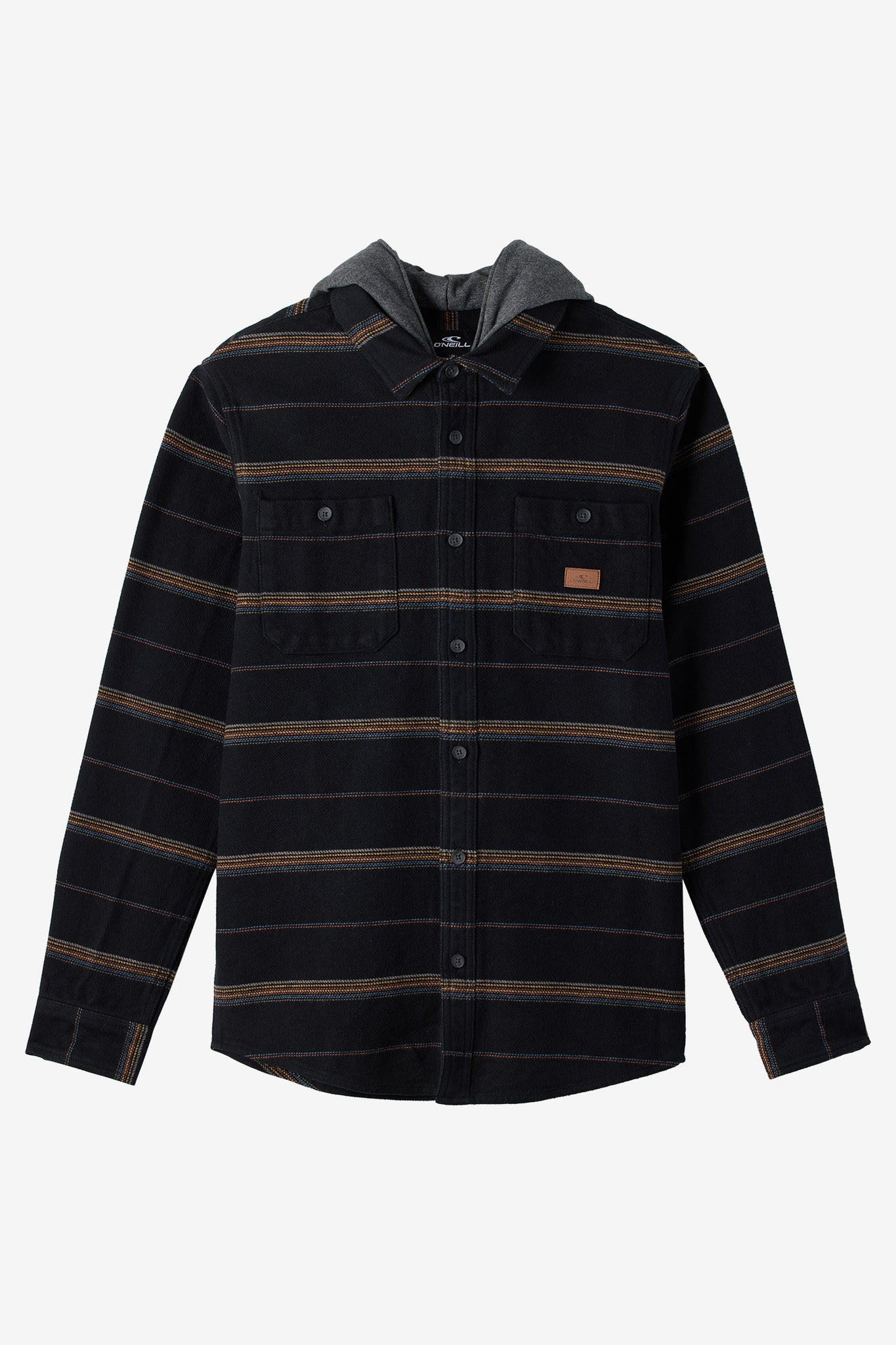 LANDMARKED STRIPE HOODED FLANNEL STANDARD FIT SHIRT