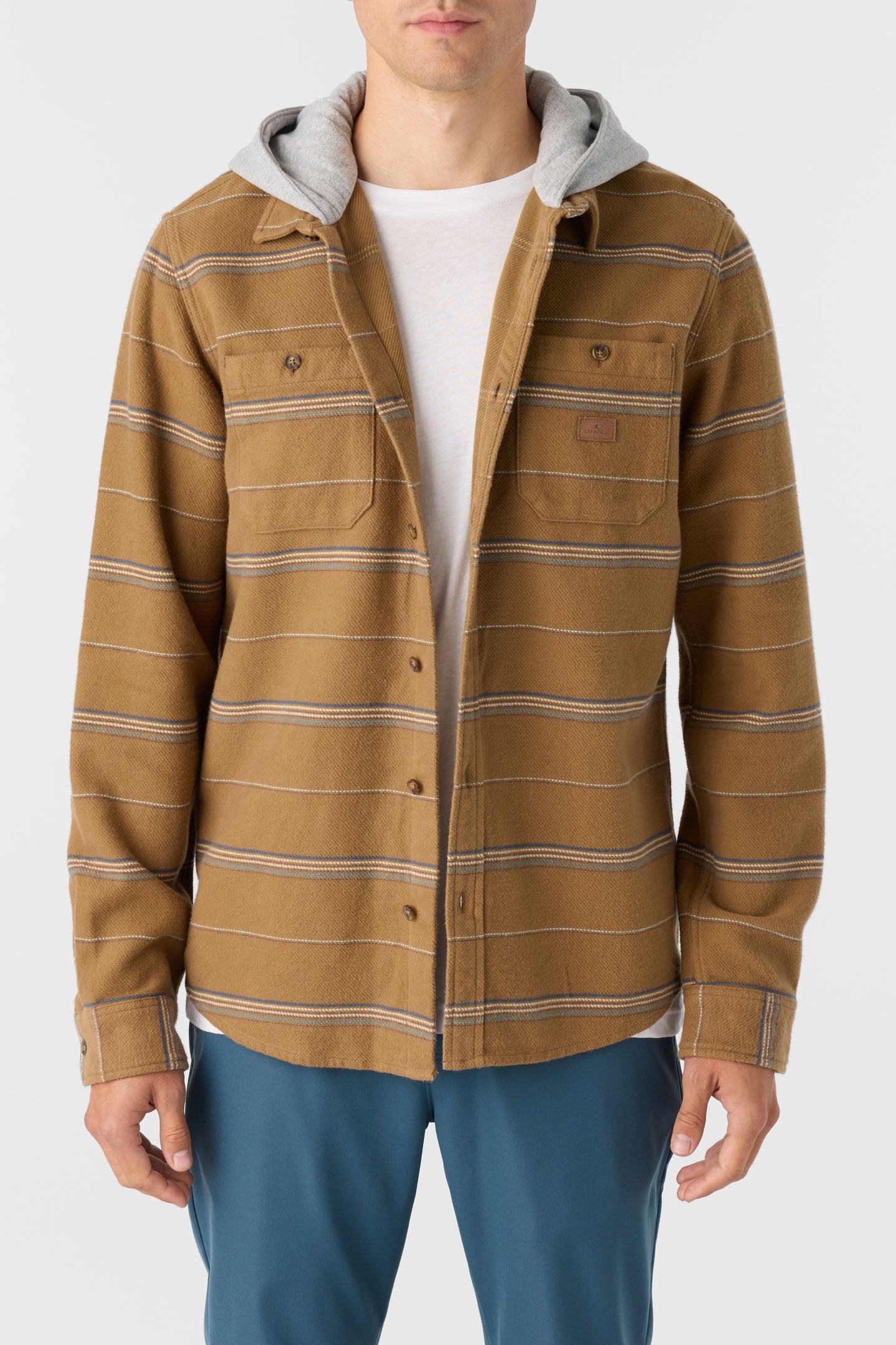 LANDMARKED STRIPE HOODED FLANNEL