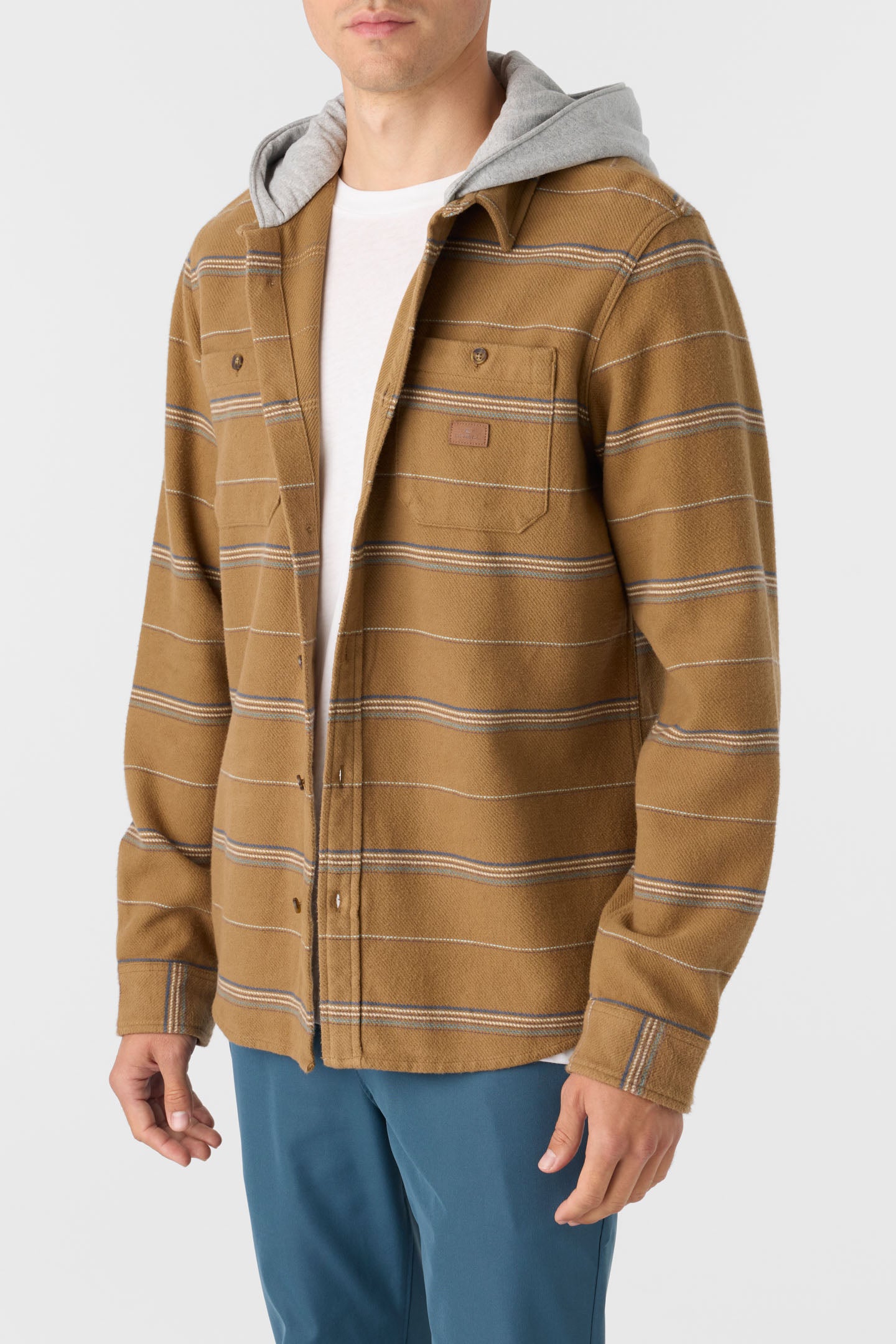 LANDMARKED STRIPE HOODED FLANNEL