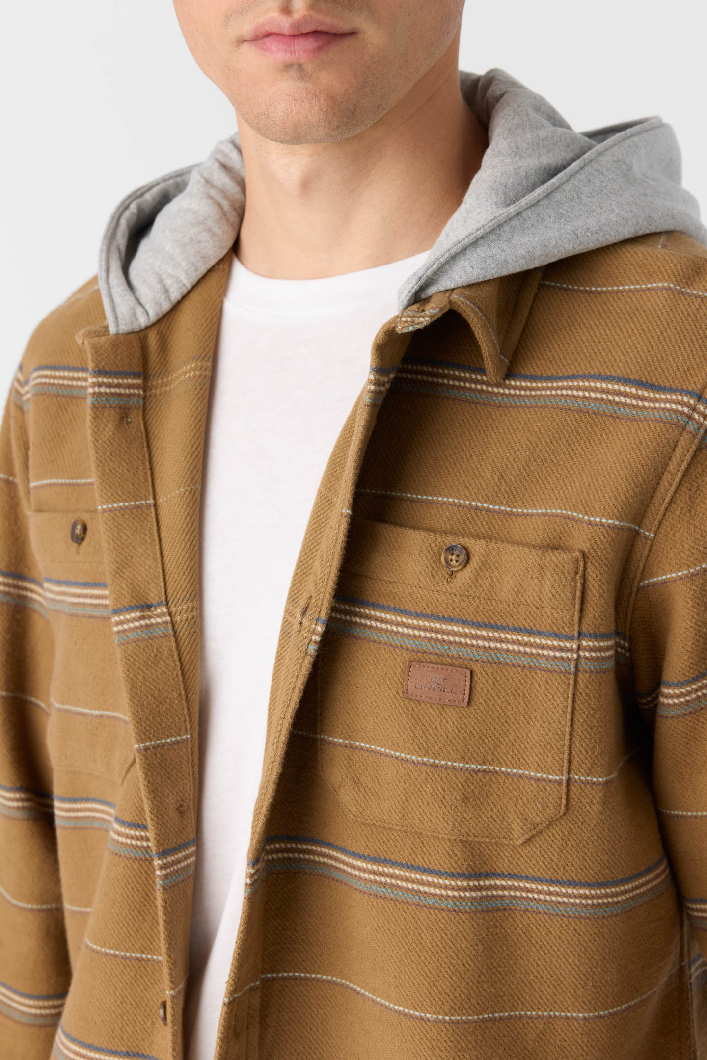 LANDMARKED STRIPE HOODED FLANNEL