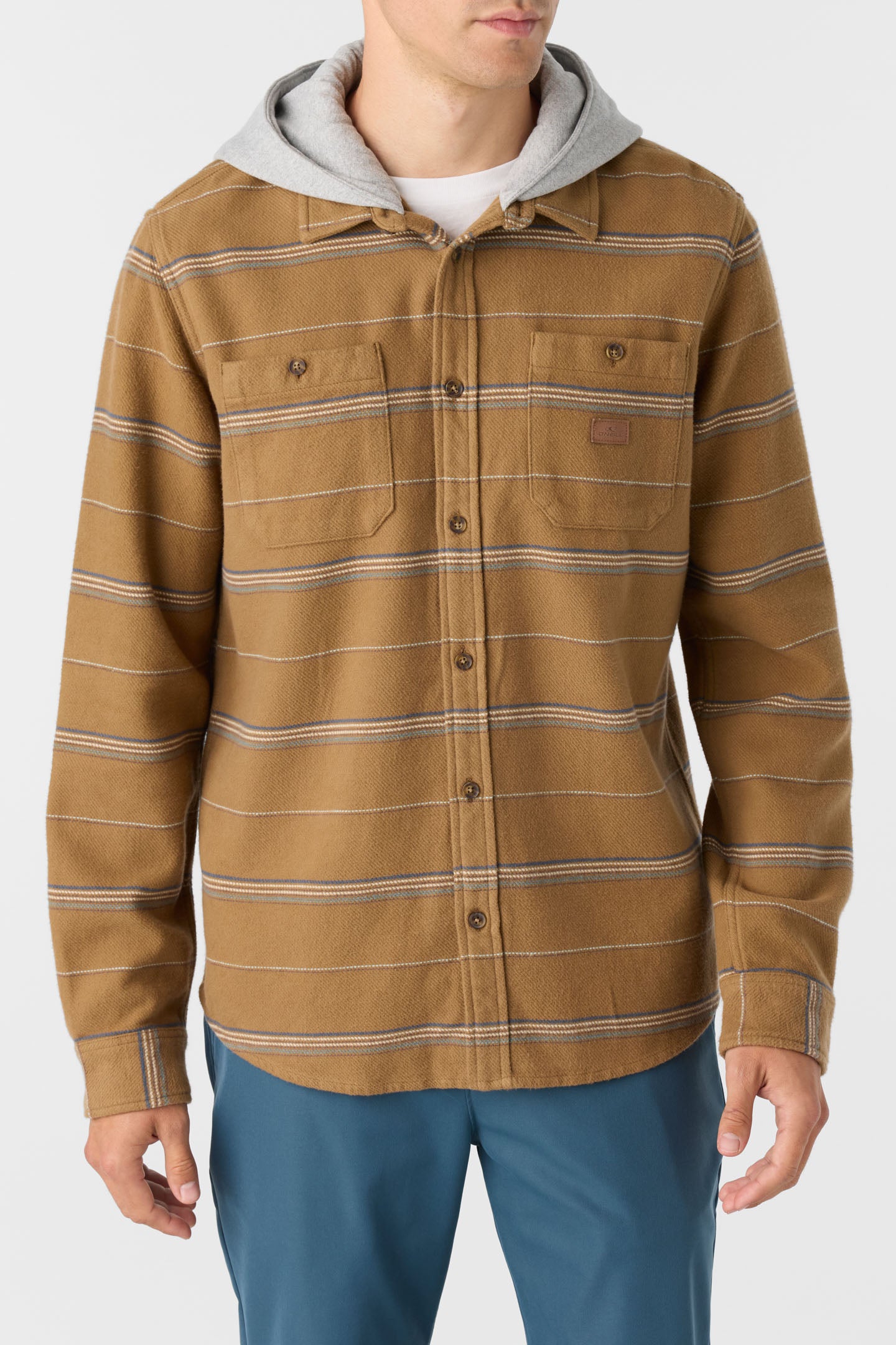 LANDMARKED STRIPE HOODED FLANNEL