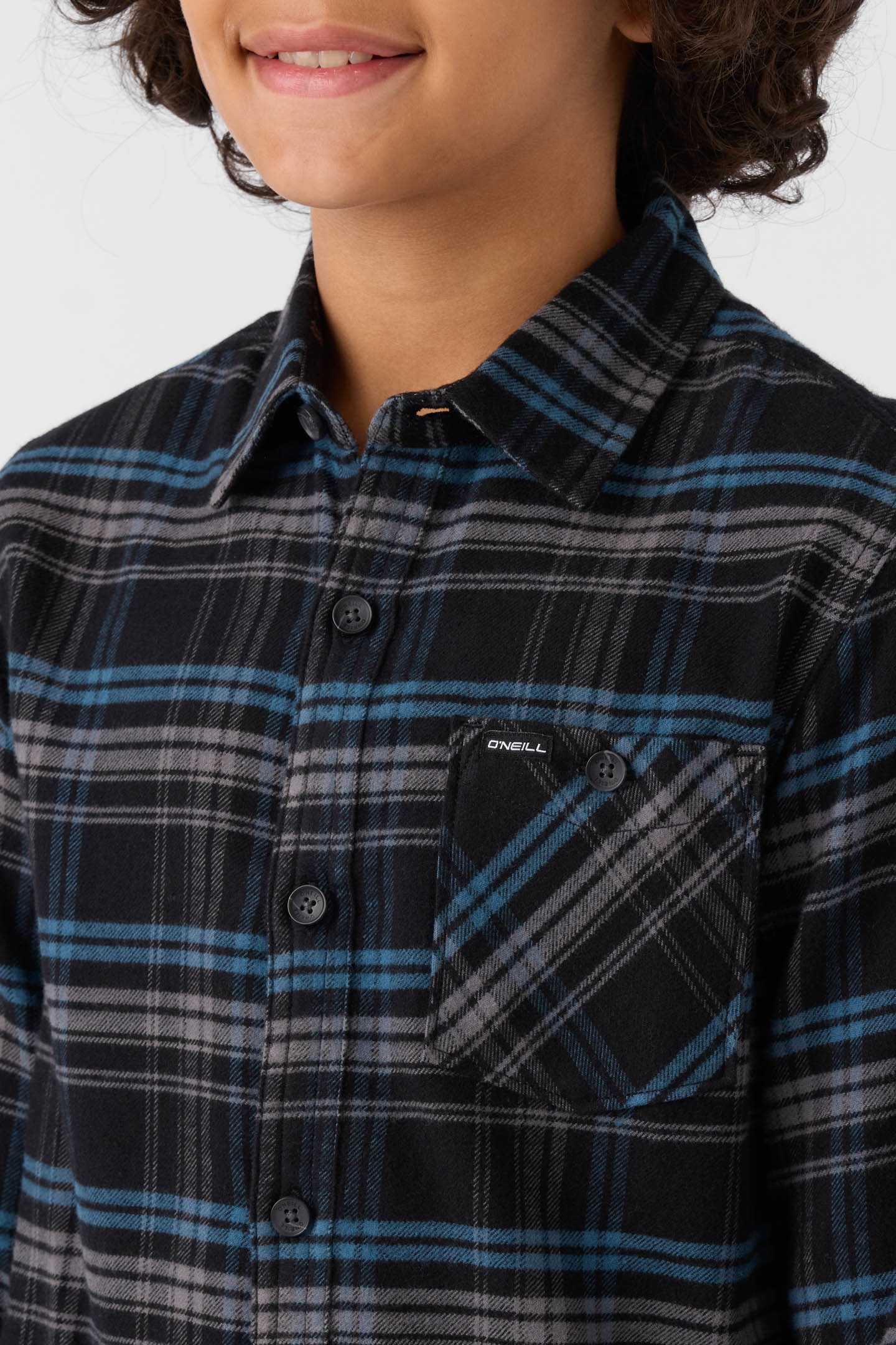 Boy's Redmond Plaid Long Sleeve Shirt - Black | O'Neill