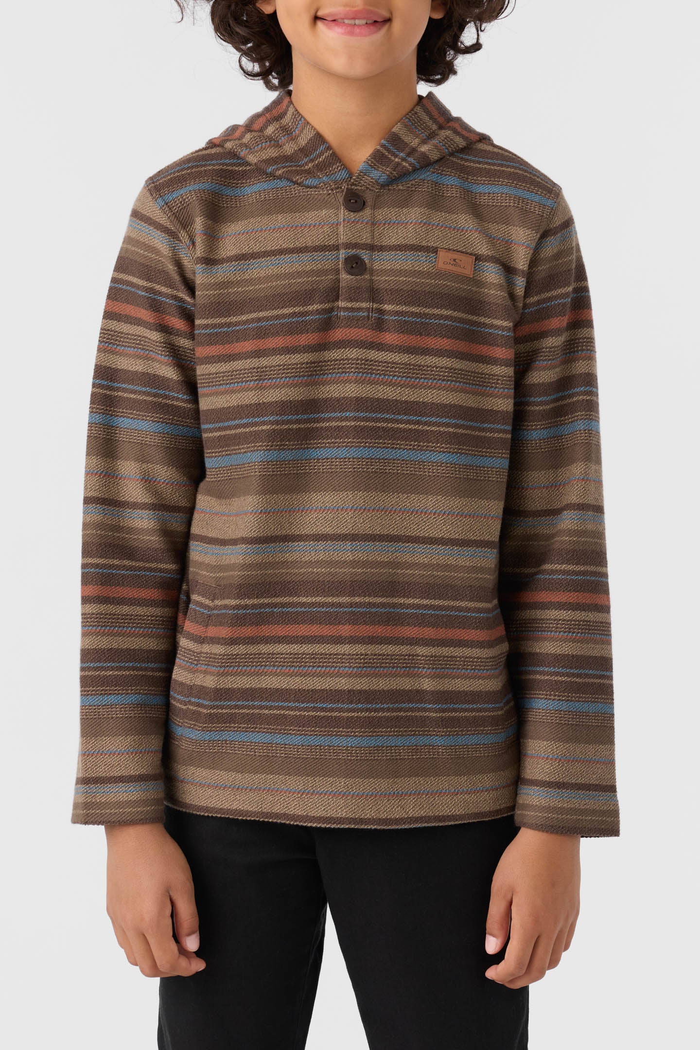 BOY'S BAVARO STRIPE PONCHO PULLOVER FLEECE