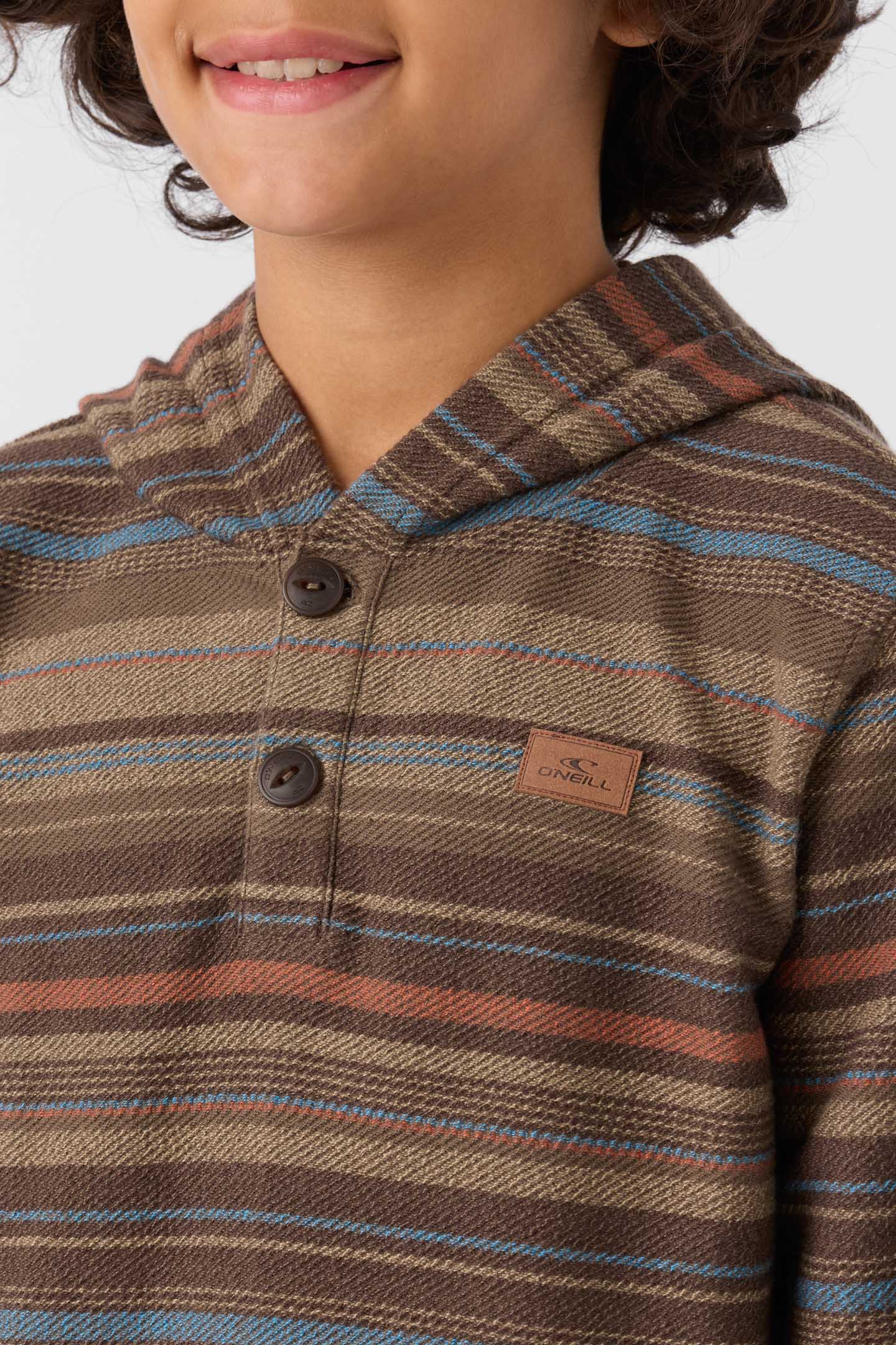 BOY'S BAVARO STRIPE PONCHO PULLOVER FLEECE