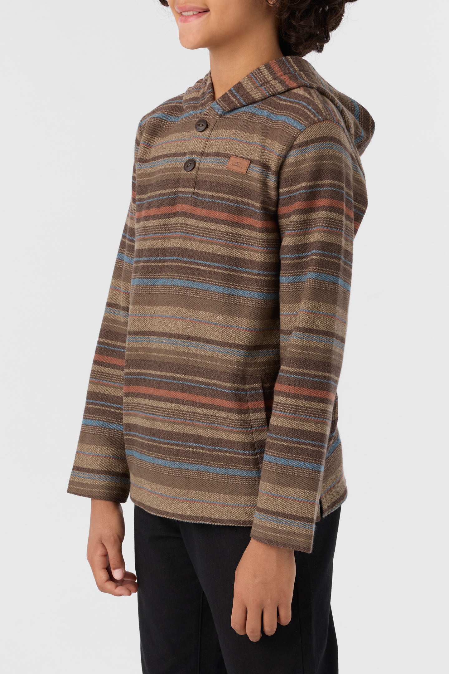 BOY'S BAVARO STRIPE PONCHO PULLOVER FLEECE