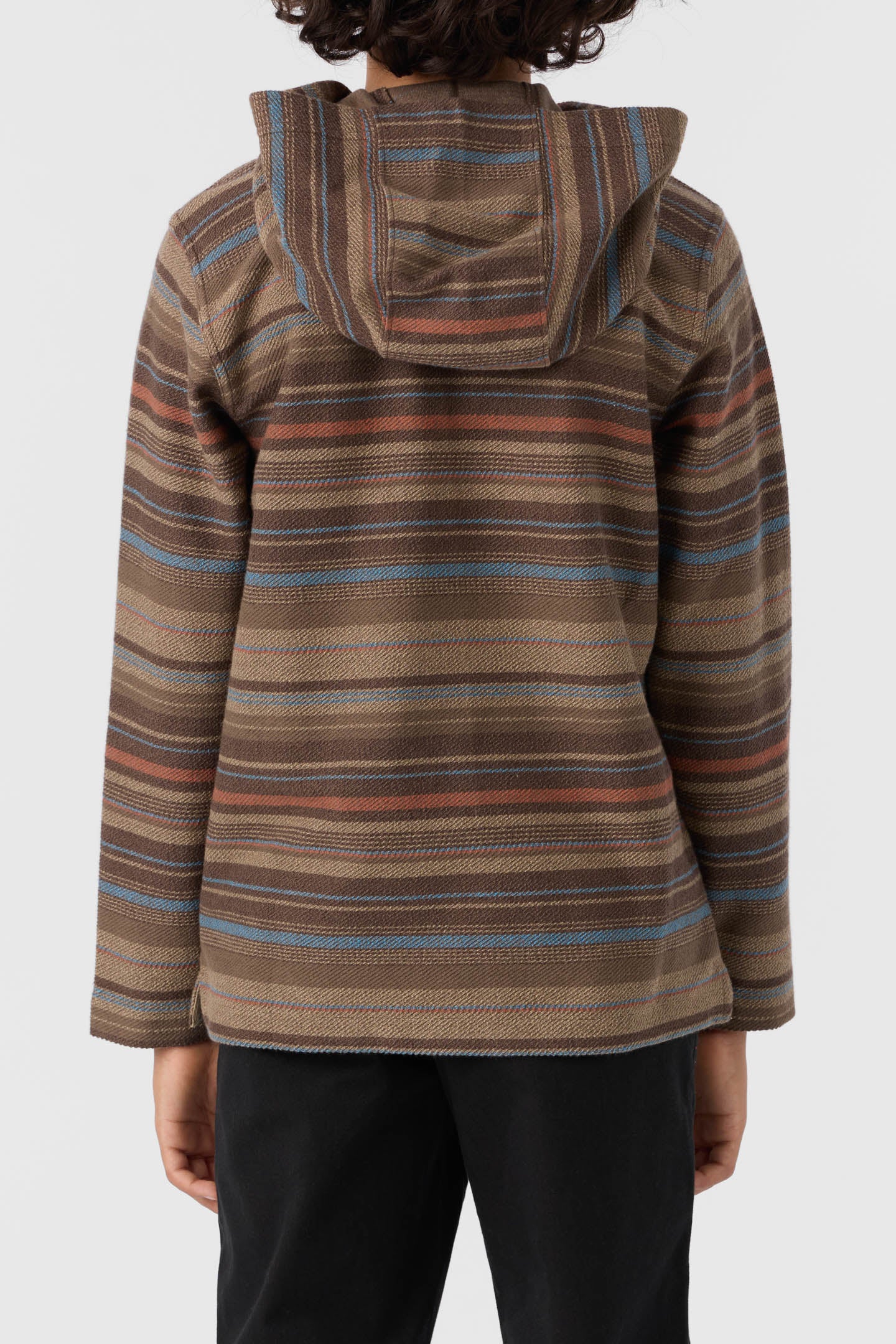 BOY'S BAVARO STRIPE PONCHO PULLOVER FLEECE