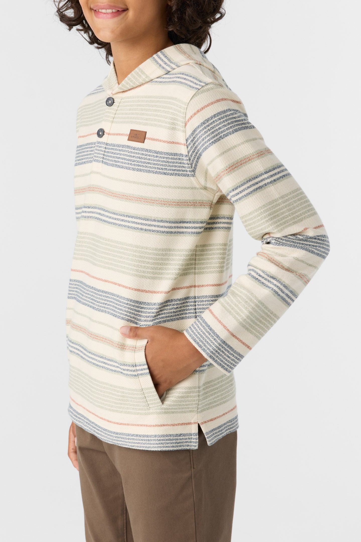 BOY'S BAVARO STRIPE PONCHO FLEECE PULLOVER