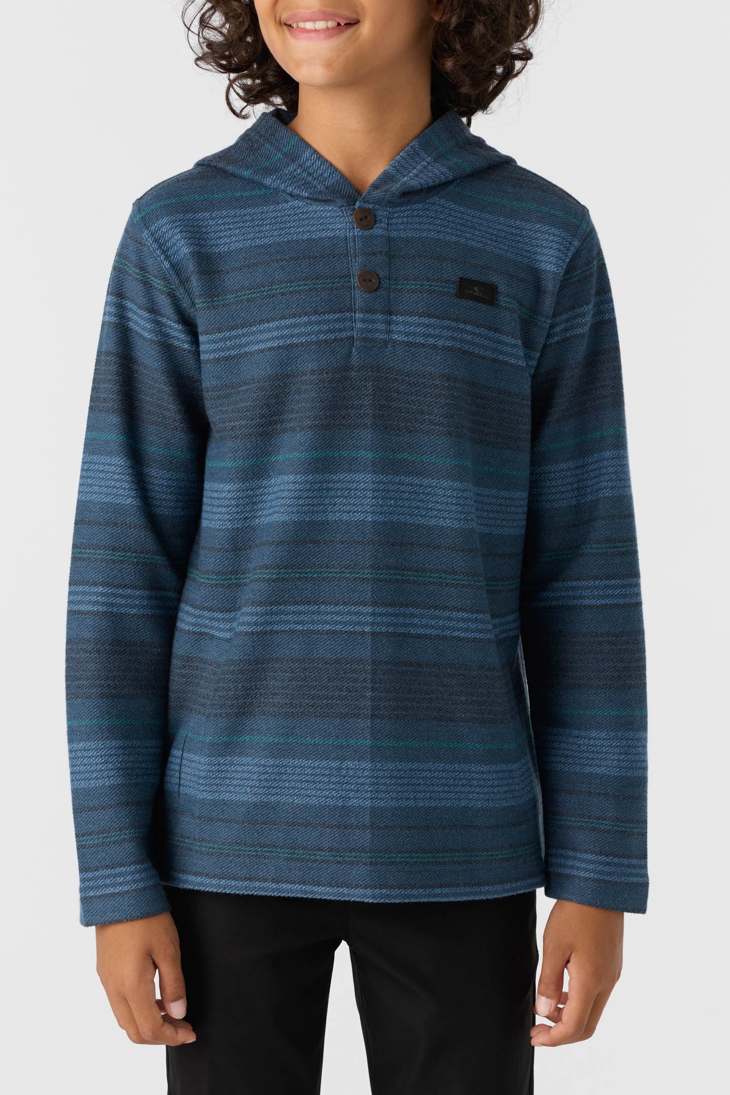 BOY'S BAVARO STRIPE PONCHO FLEECE PULLOVER