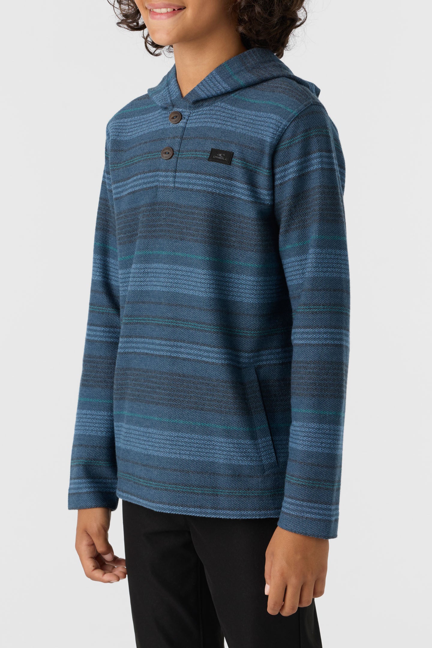 BOY'S BAVARO STRIPE PONCHO FLEECE PULLOVER