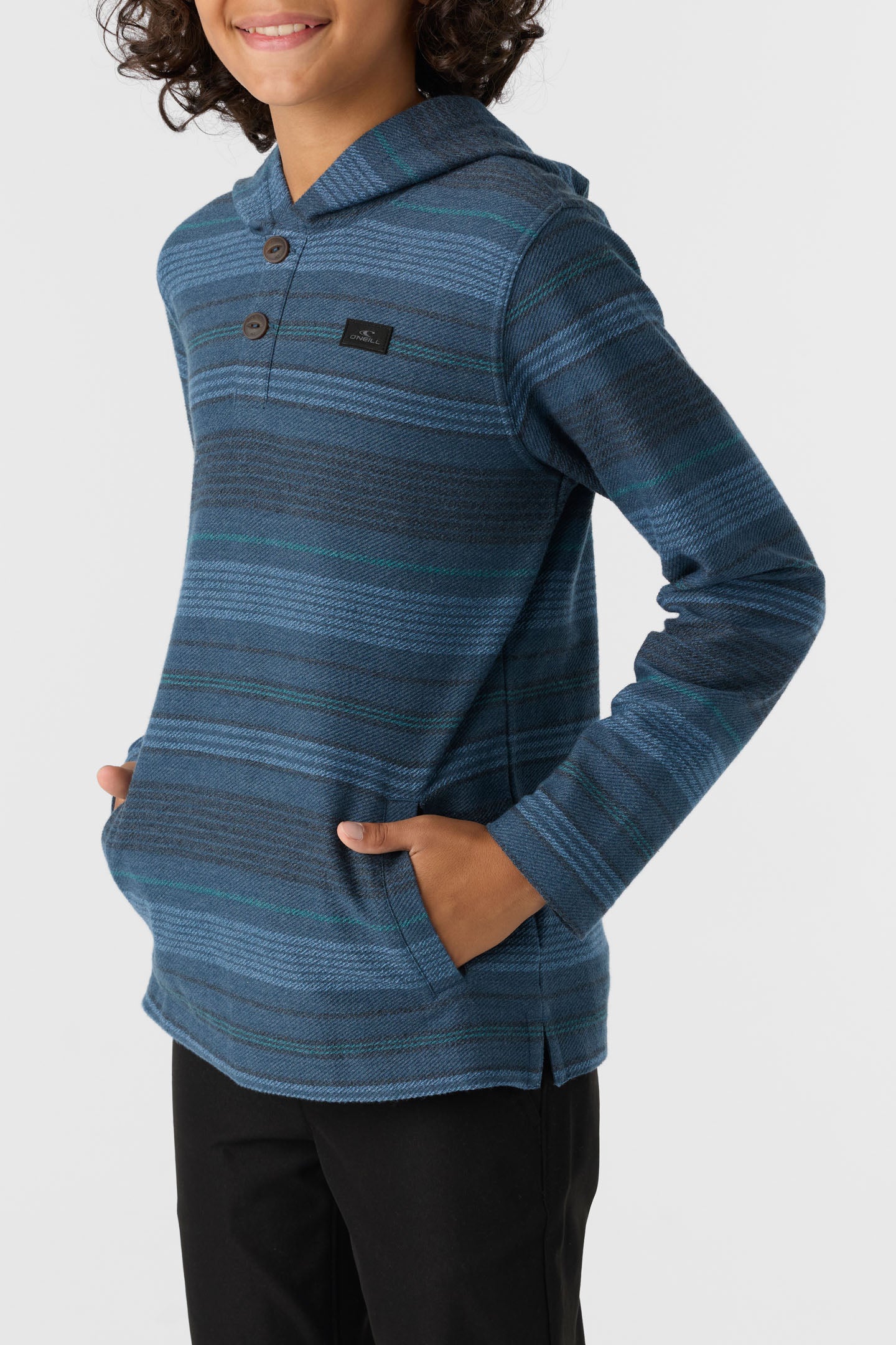 BOY'S BAVARO STRIPE PONCHO FLEECE PULLOVER