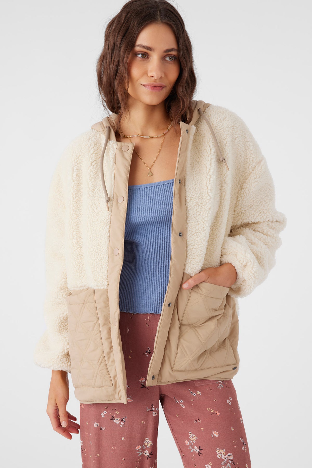 Meena High Pile Fleece Quilted Jacket - Nomad | O