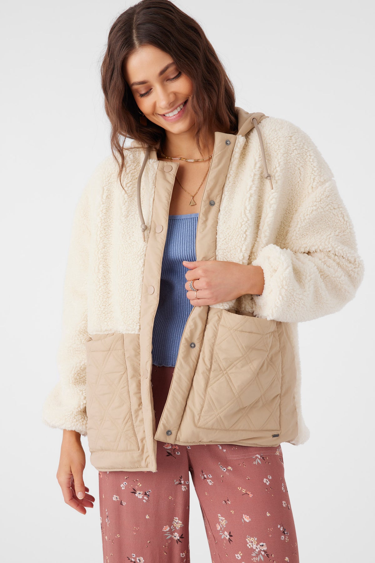 Meena High Pile Fleece Quilted Jacket - Nomad | O