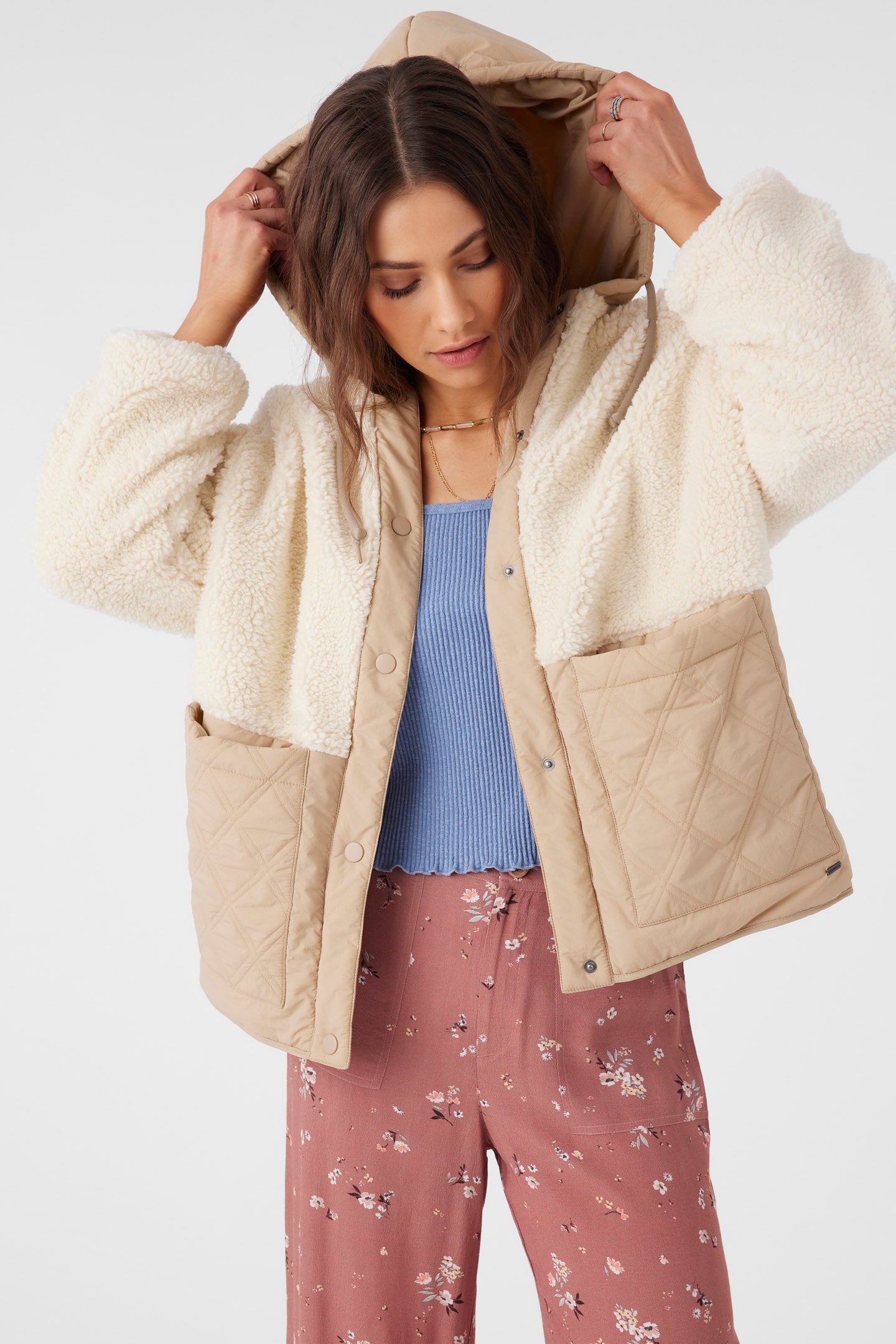 MEENA HIGH PILE FLEECE QUILTED JACKET