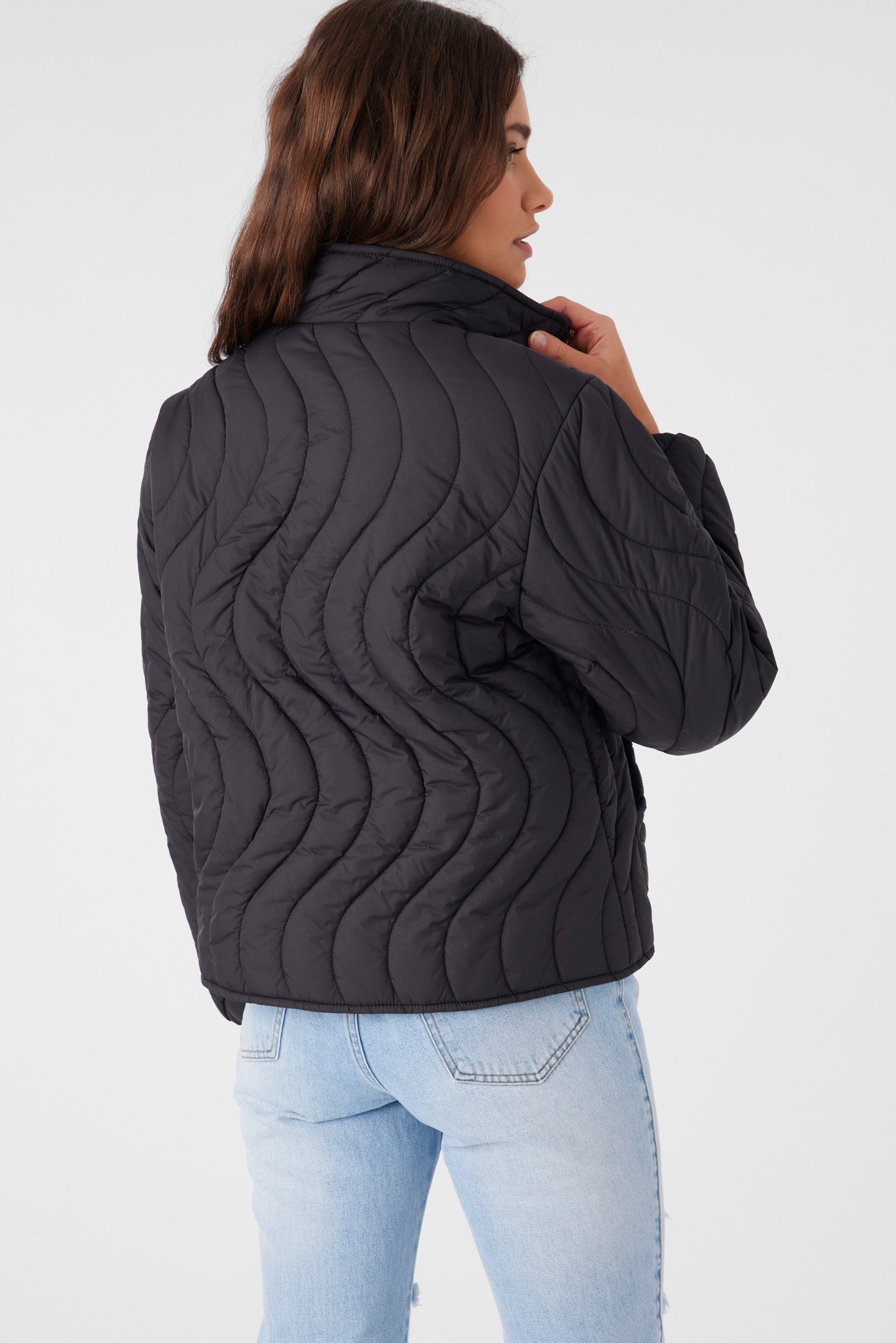 EDEN NYLON WAVE QUILTED ZIP JACKET