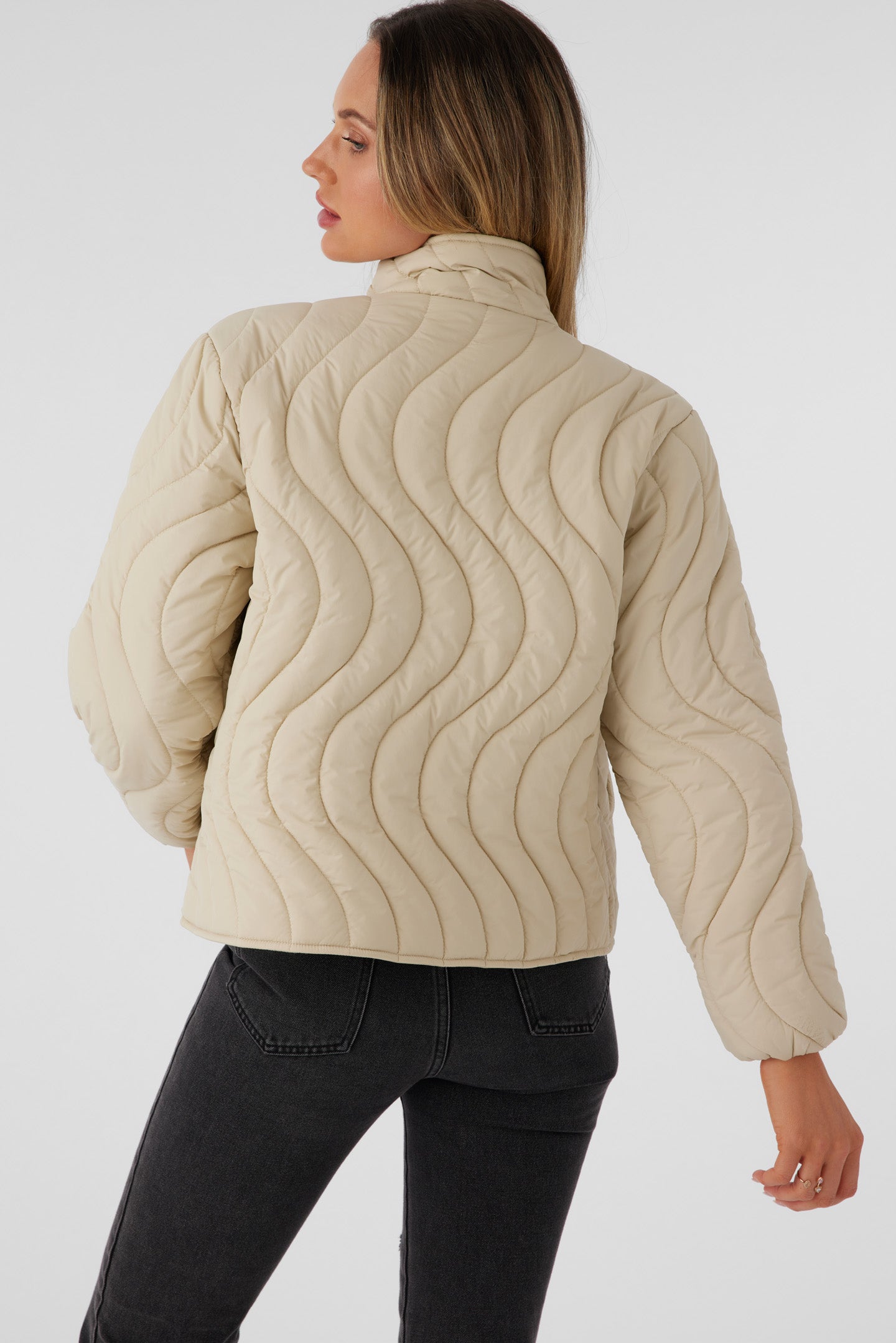 EDEN NYLON WAVE QUILTED ZIP JACKET