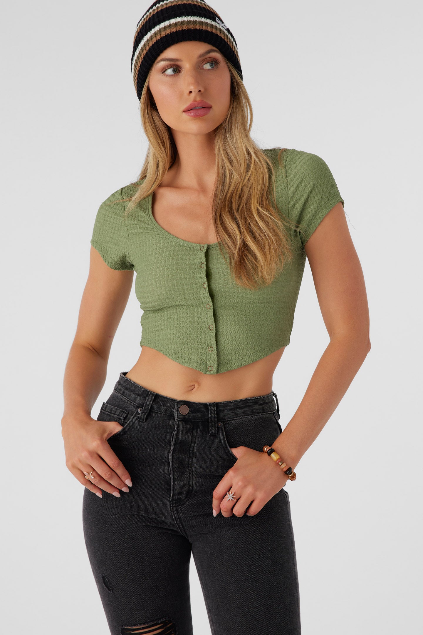 MARLENA TEXTURED KNIT CROP TOP