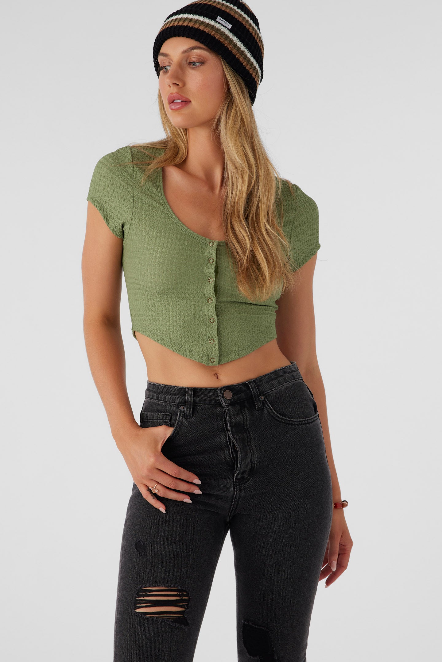 MARLENA TEXTURED KNIT CROP TOP