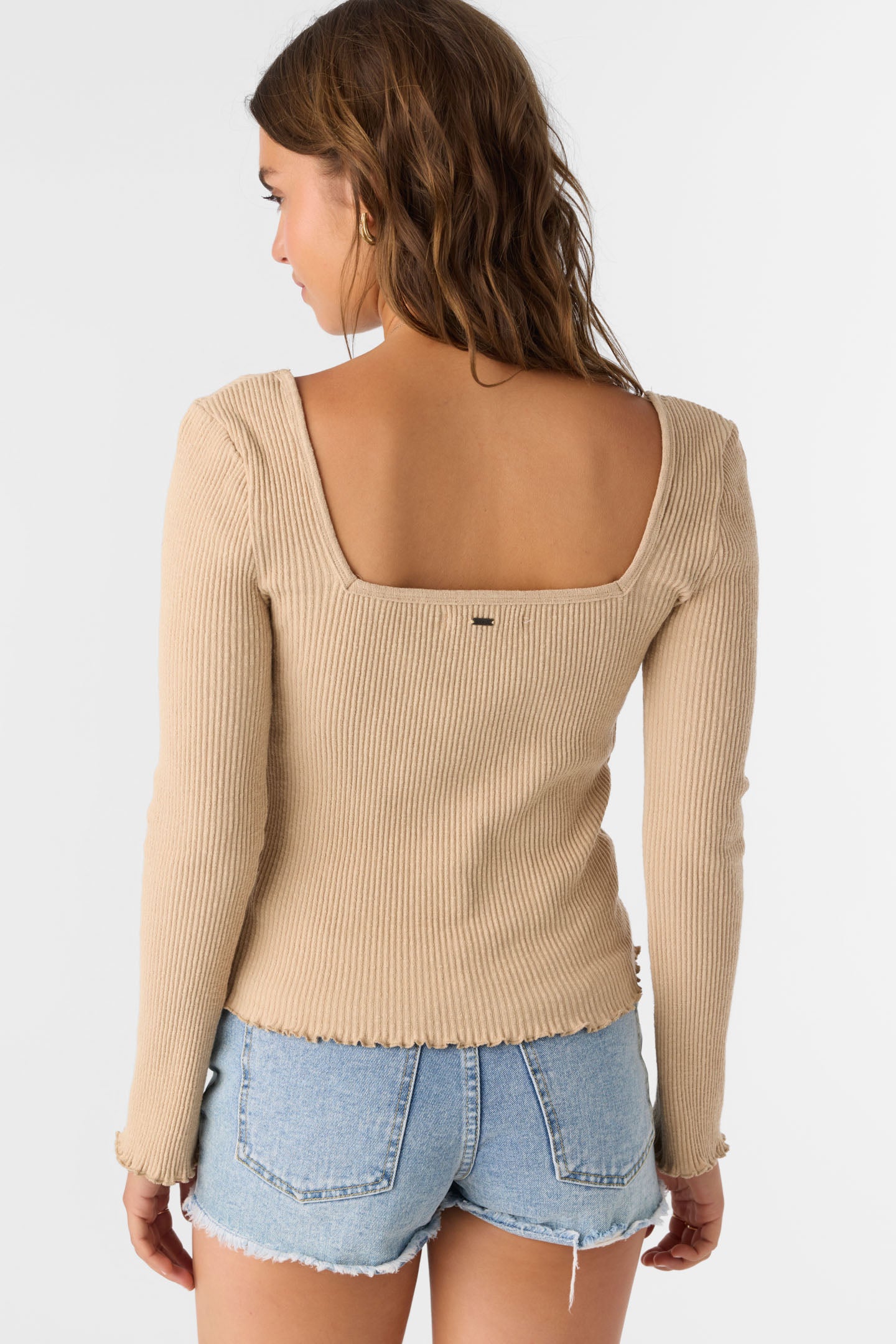 FLOKI SLUB RIB KNIT LONG SLEEVE TOP