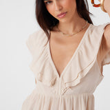 Deji Solid Flutter Sleeve Top