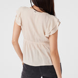 Deji Solid Flutter Sleeve Top