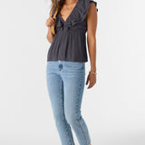 Deji Solid Flutter Sleeve Top