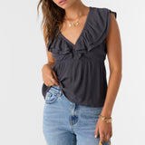 Deji Solid Flutter Sleeve Top