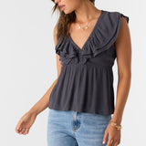 Deji Solid Flutter Sleeve Top