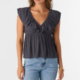 Deji Solid Flutter Sleeve Top