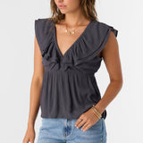 Deji Solid Flutter Sleeve Top