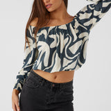 Keyara Beach Hut Geo Off-The-Shoulder Top