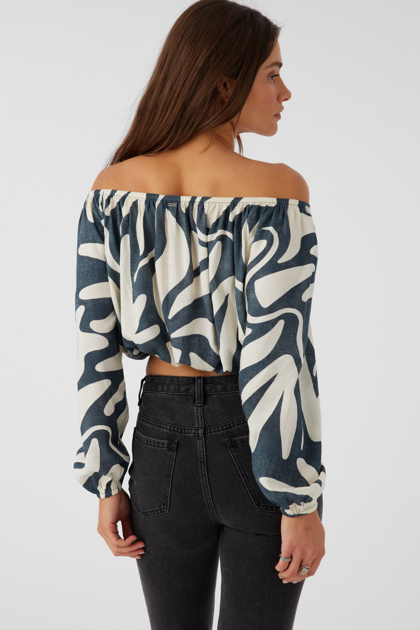 KEYARA BEACH HUT GEO OFF-THE-SHOULDER TOP