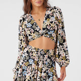 Livvie Camden Floral Long Sleeve Crop Top