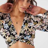 Livvie Camden Floral Long Sleeve Crop Top