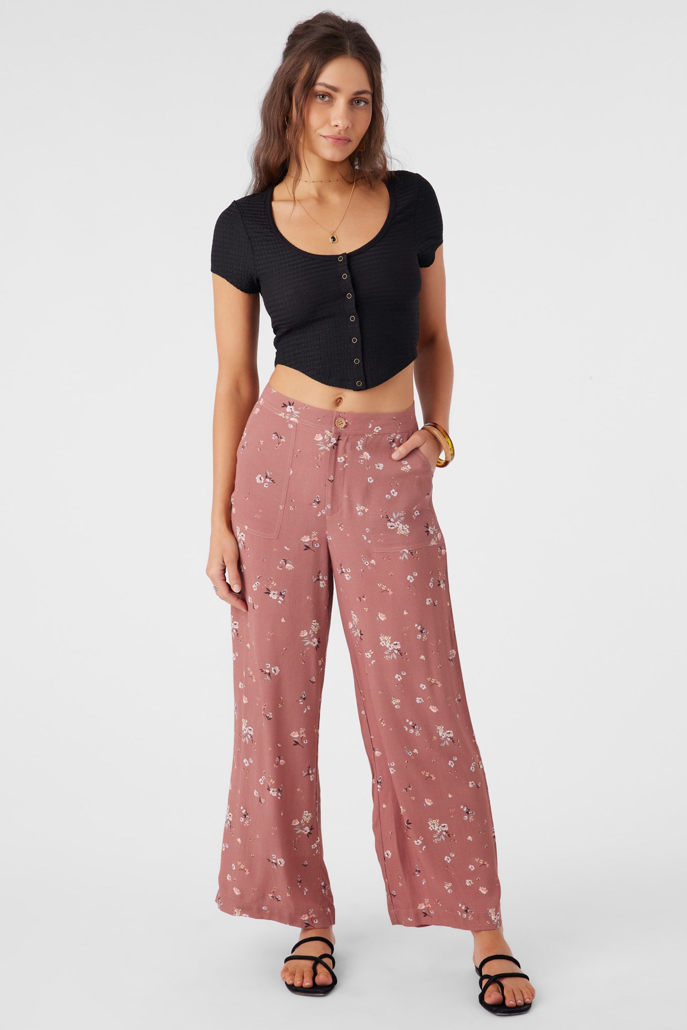 RYLAN VENUS DITSY WIDE LEG PANTS