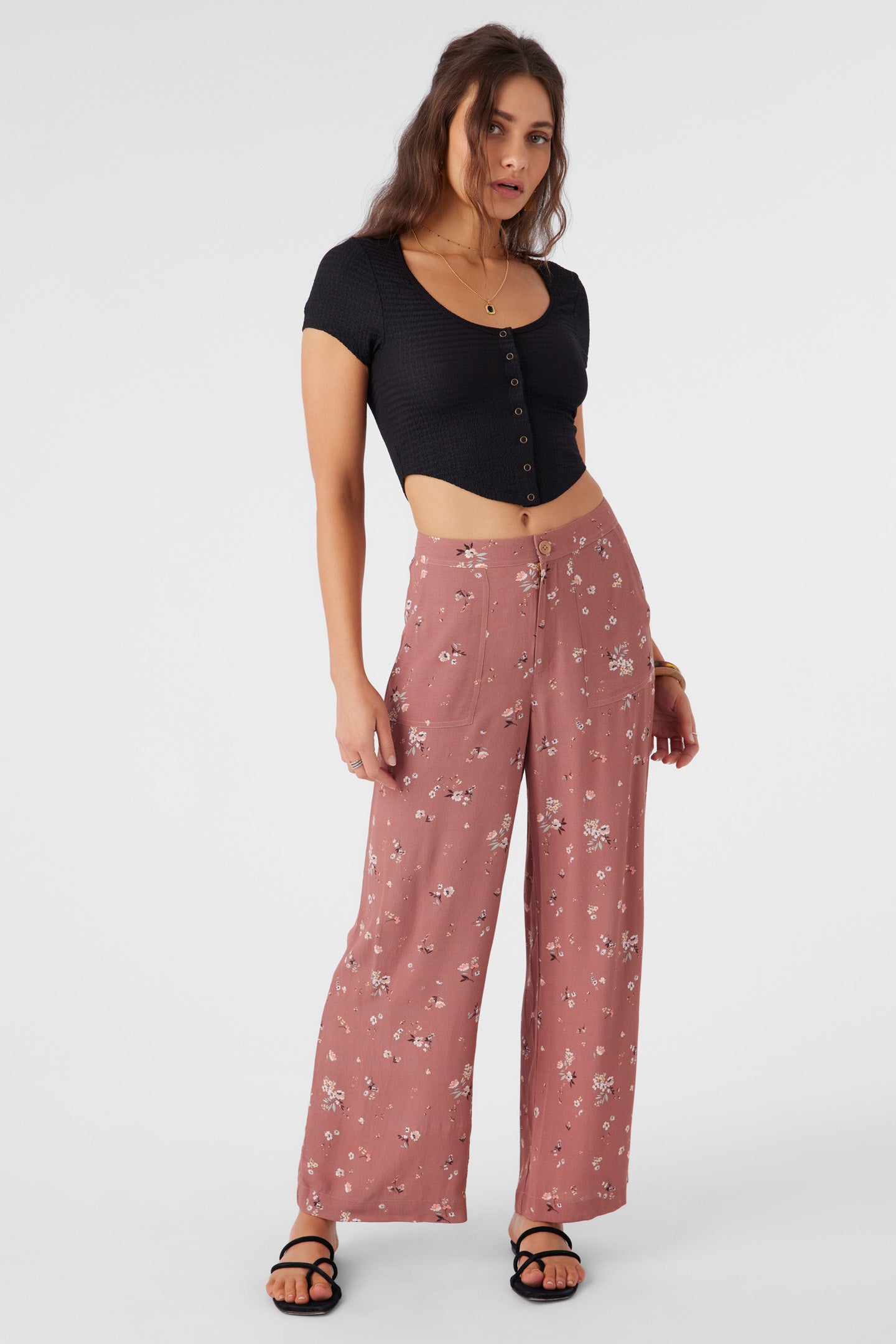 RYLAN VENUS DITSY WIDE LEG PANTS