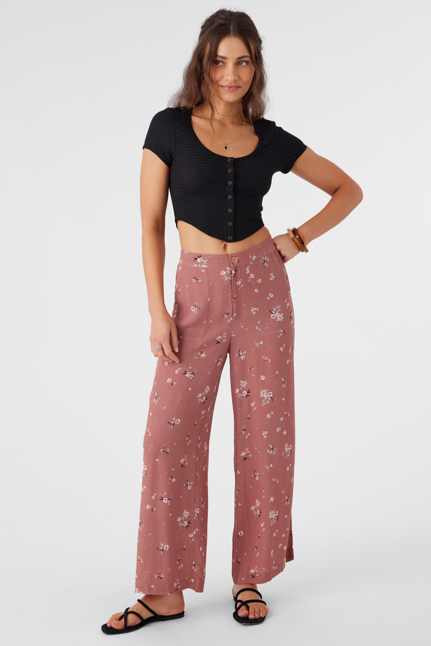 RYLAN VENUS DITSY WIDE LEG PANTS