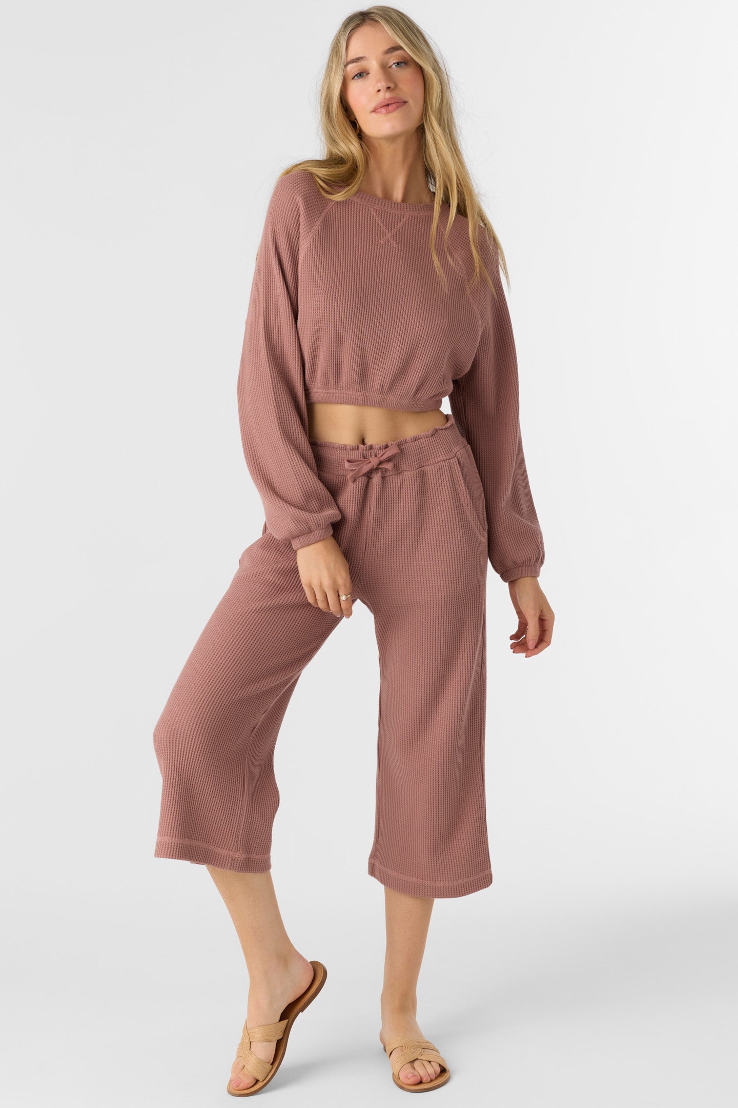 TOUR WAFFLE KNIT CROPPED LOUNGE PANTS