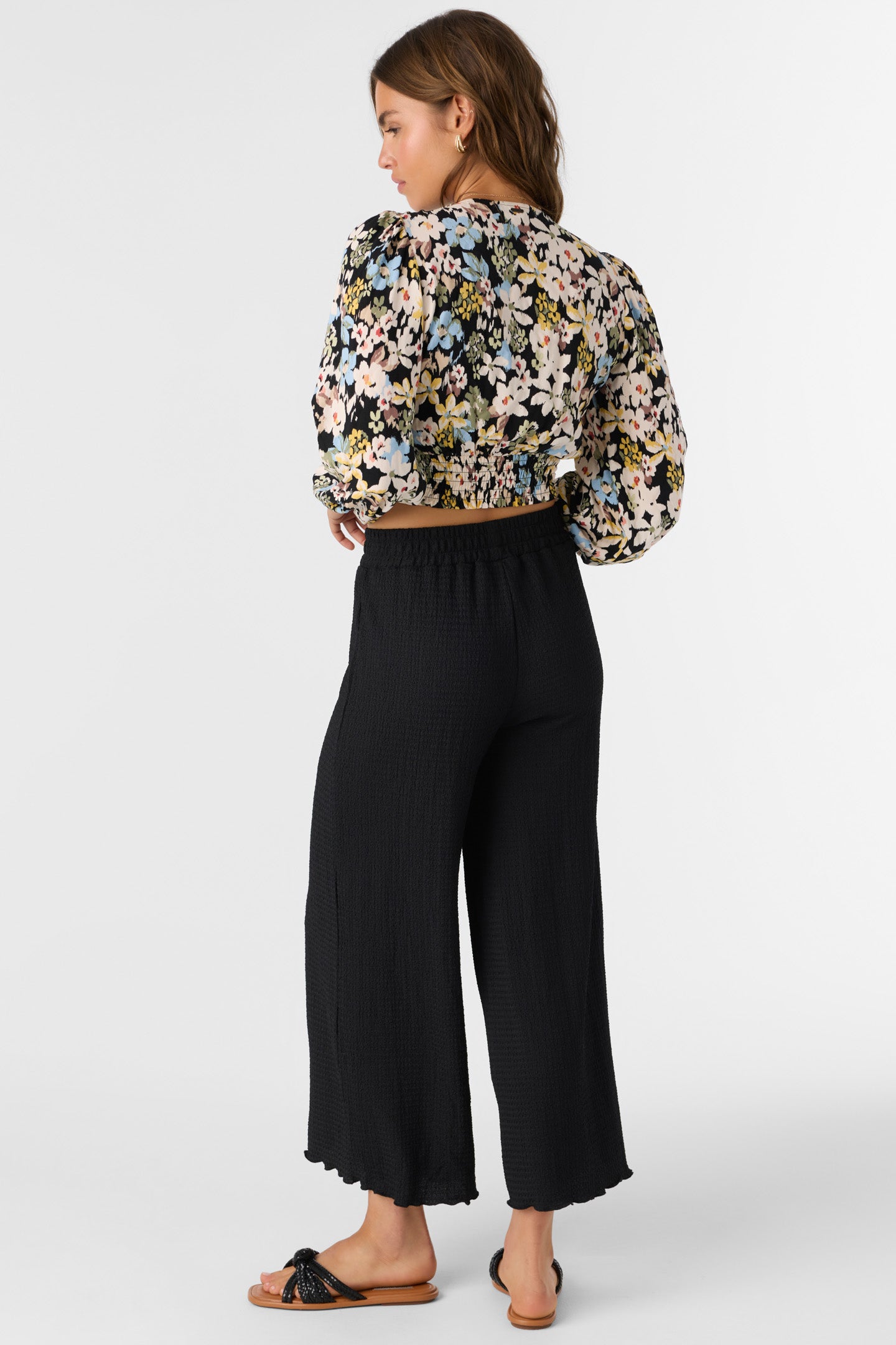 BRIDGETTE TEXTURED KNIT PULL-ON CROPPED PANTS