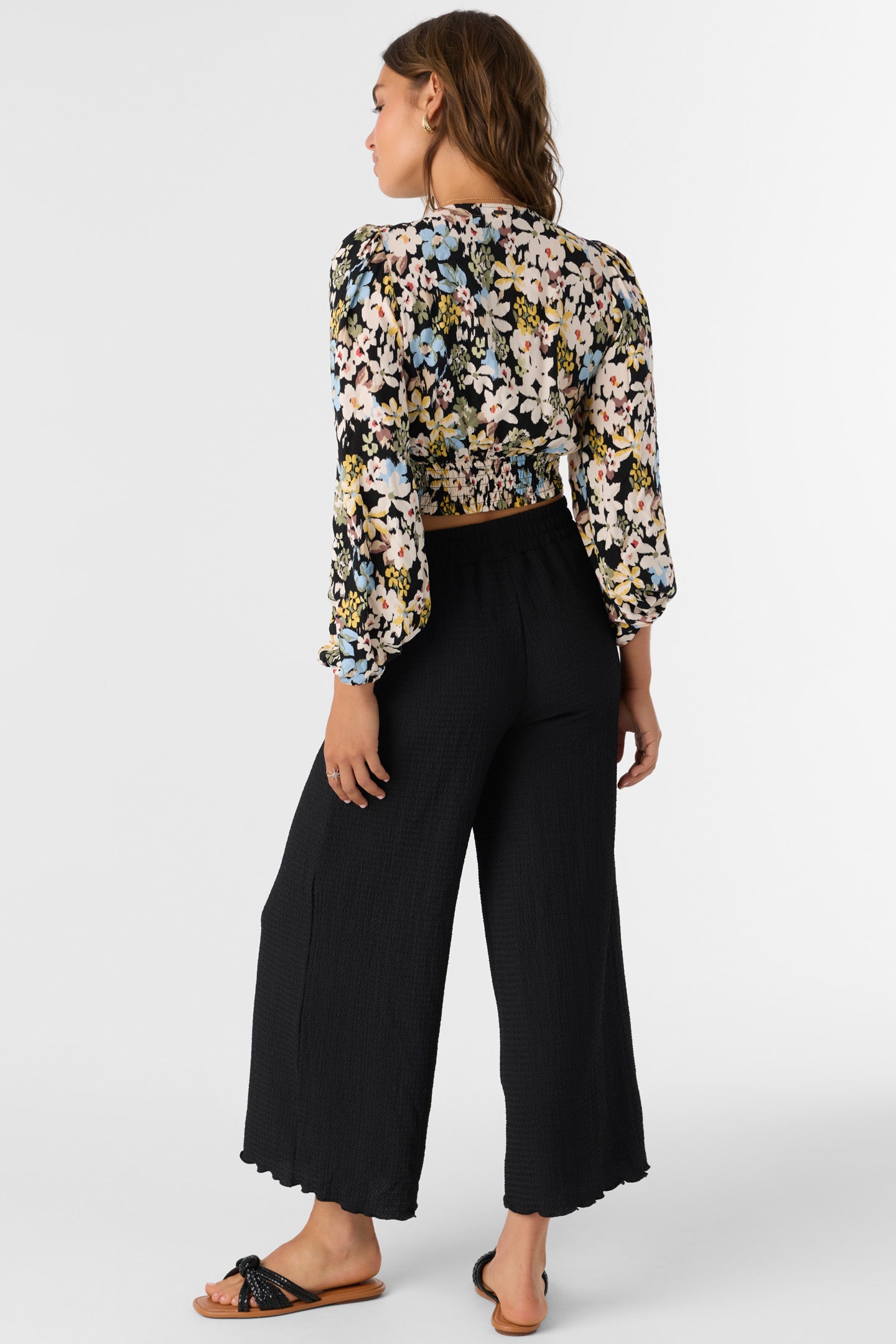 BRIDGETTE TEXTURED KNIT PULL-ON CROPPED PANTS