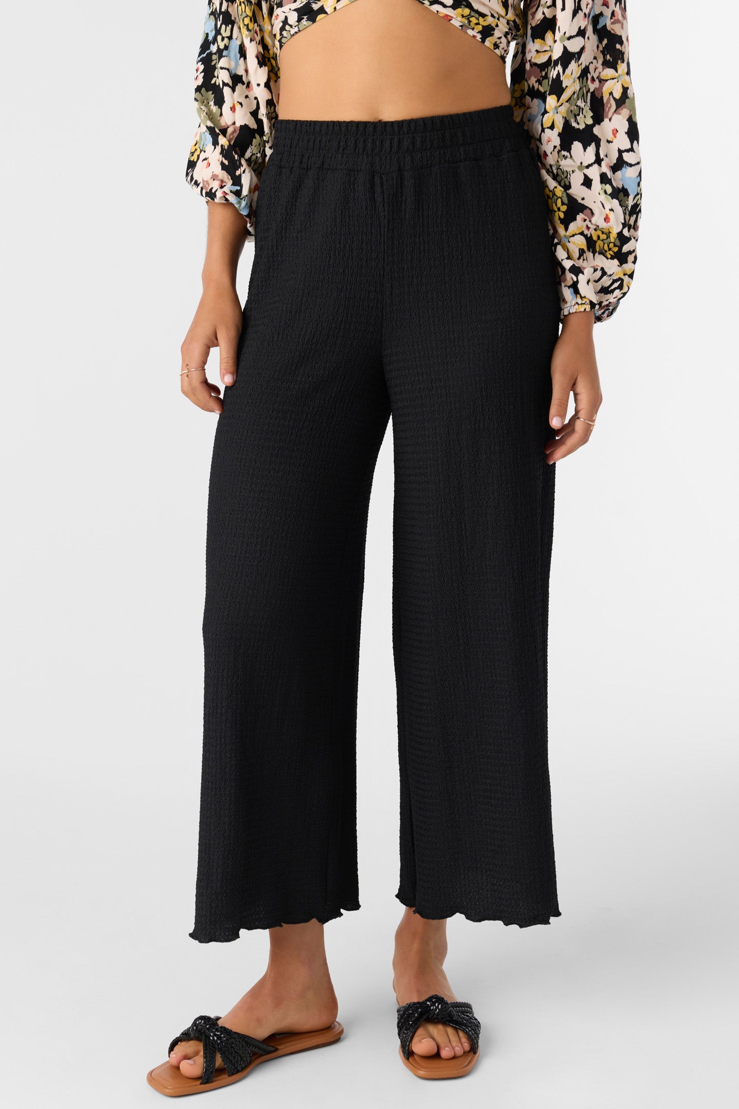 BRIDGETTE TEXTURED KNIT PULL-ON CROPPED PANTS