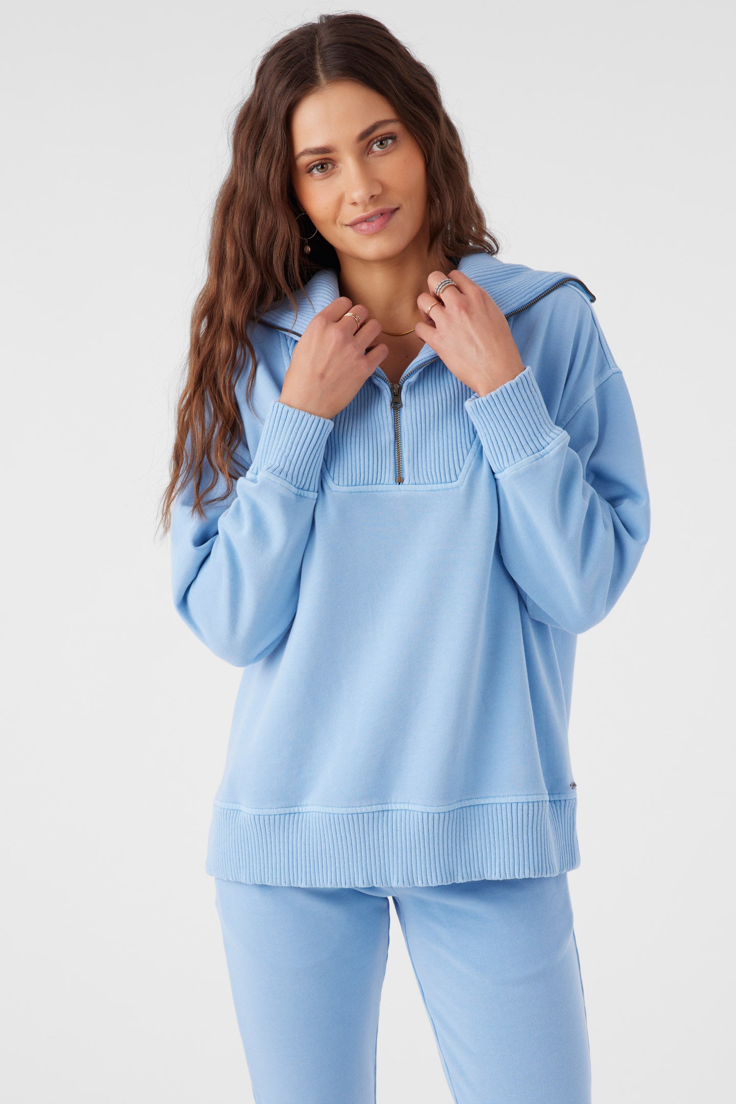 Karma Mock Zip Crew Neck Fleece - Chambray | O'Neill
