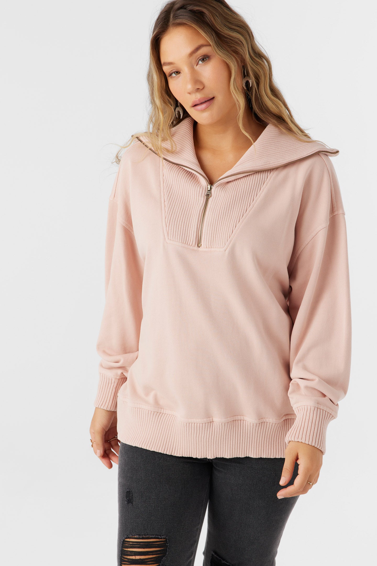 Karma Mock Zip Crew Neck Fleece - Rose Dust | O'Neill